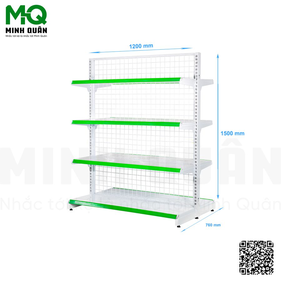 Kệ đôi lưng lưới 4 tầng 1200×1500 mm