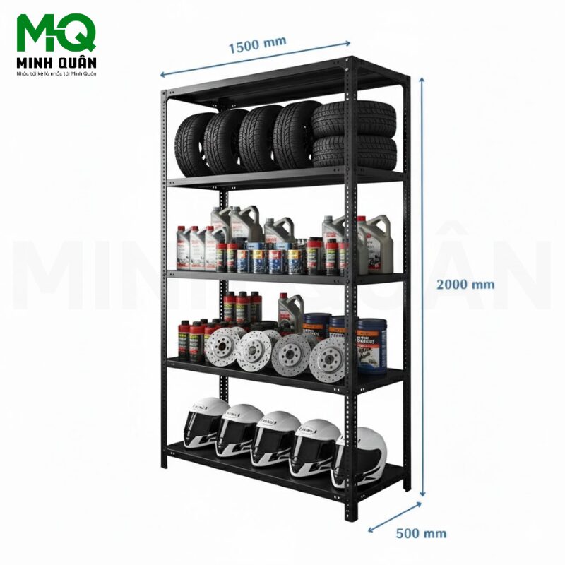 Kệ Sắt V Lỗ 5 Tầng- D1500 x R500 x C2000 (mm)