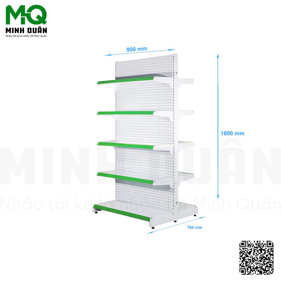 Kệ đôi lưng tôn lỗ tròn 5 tầng 900×1800 mm