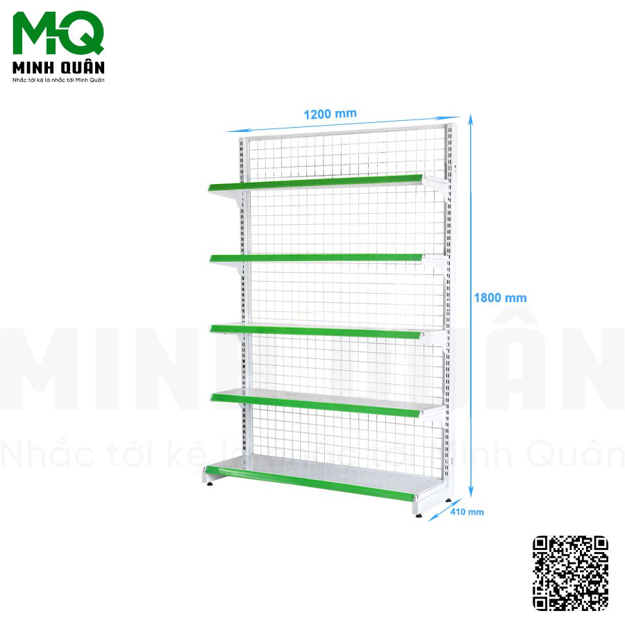 Kệ đơn lưng lưới 5 tầng 1200×1800 mm
