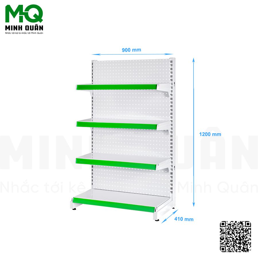 Kệ đơn lưng tôn lỗ tròn 4 tầng 900×1200 mm
