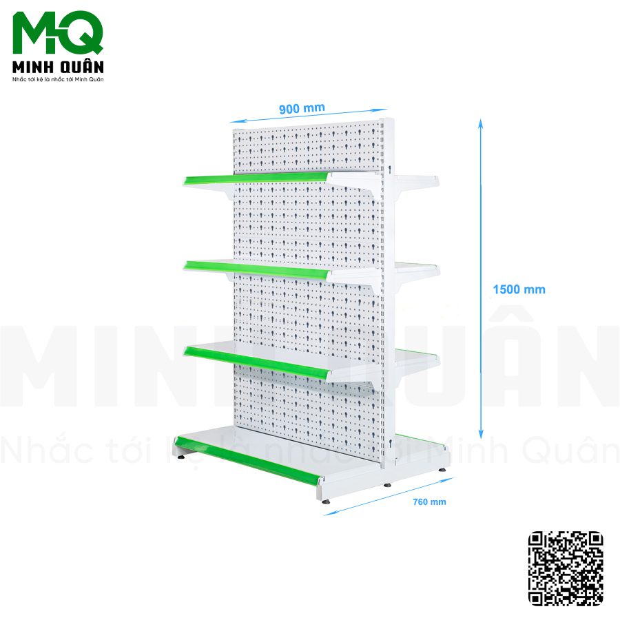 Kệ đôi lưng tôn lỗ khóa 4 tầng 900×1500 mm