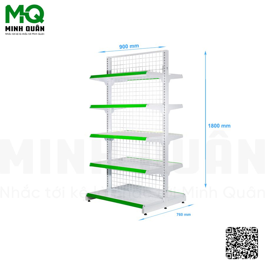 Kệ đôi Siêu Thị lưng lưới 900mm x 1800mm