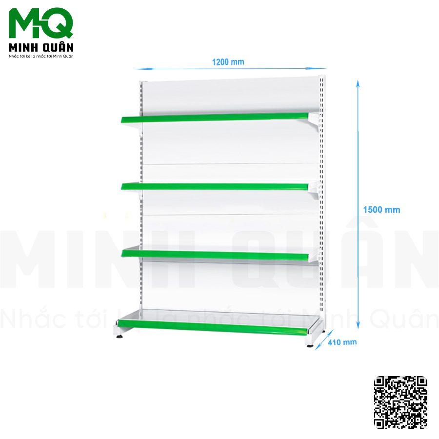 Kệ đơn lưng tôn kín 4 tầng 1200×1500 mm