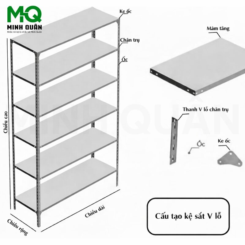 Kệ Sắt Lỗ Chữ V 6 Tầng Minh Quân