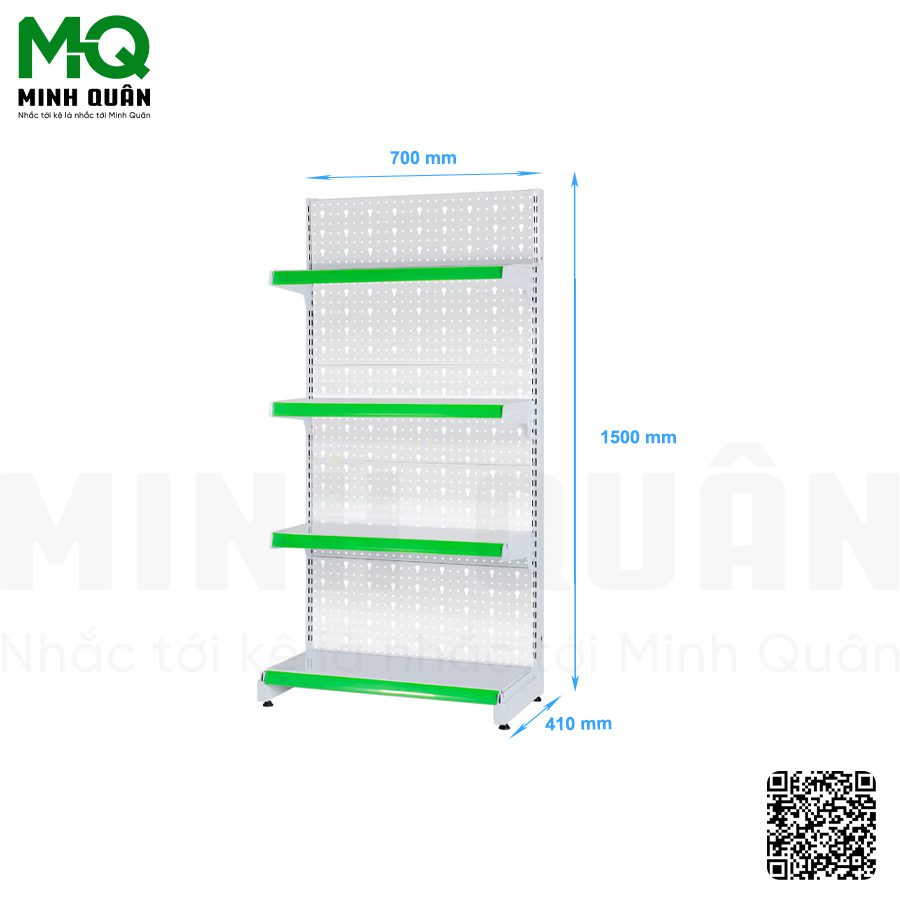 Kệ đơn lưng tôn lỗ khóa 4 tầng 700×1500 mm