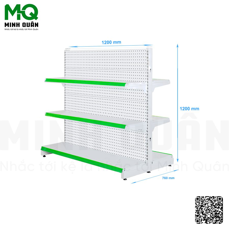 Kệ đôi lưng tôn lỗ tròn 3 tầng 900×1200 mm