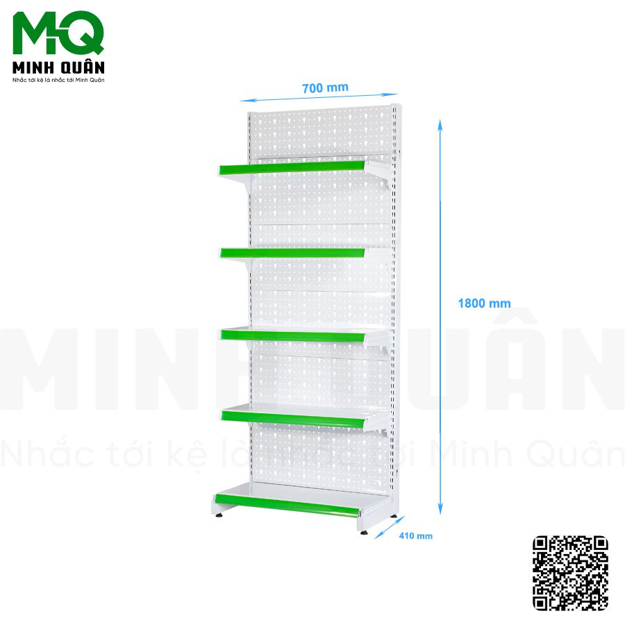 Kệ đơn lưng tôn lỗ khóa 5 tầng 700×1800 mm