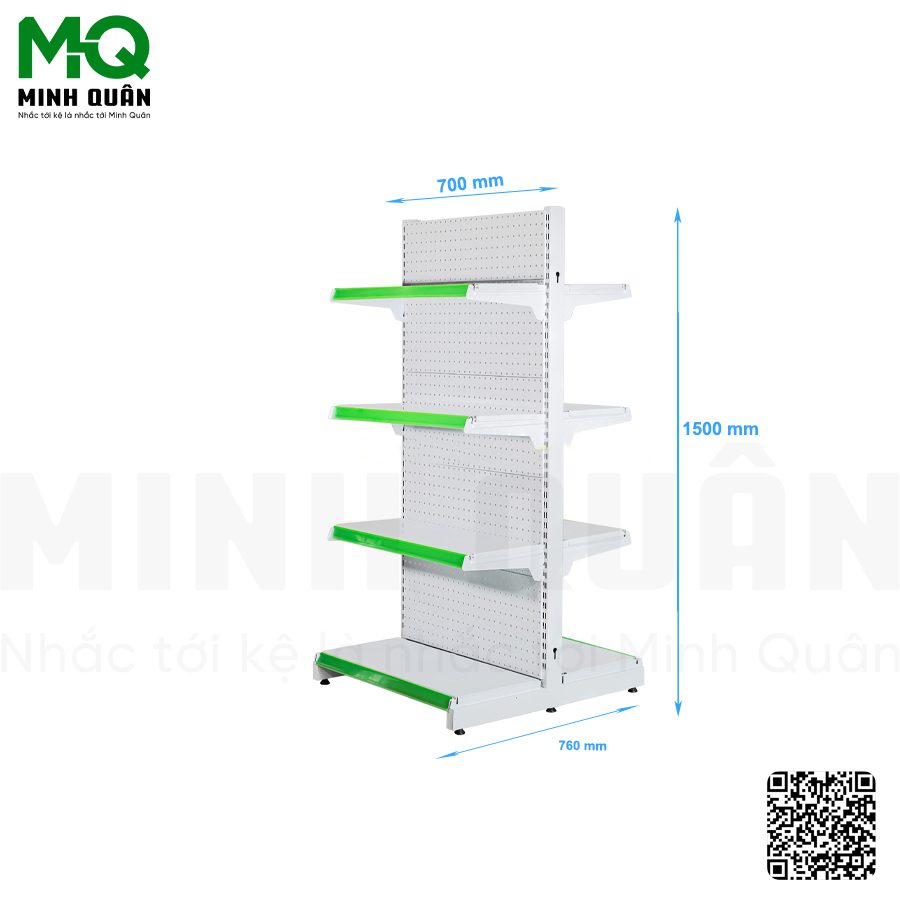 Kệ đôi lưng tôn lỗ tròn 4 tầng 700×1500 mm