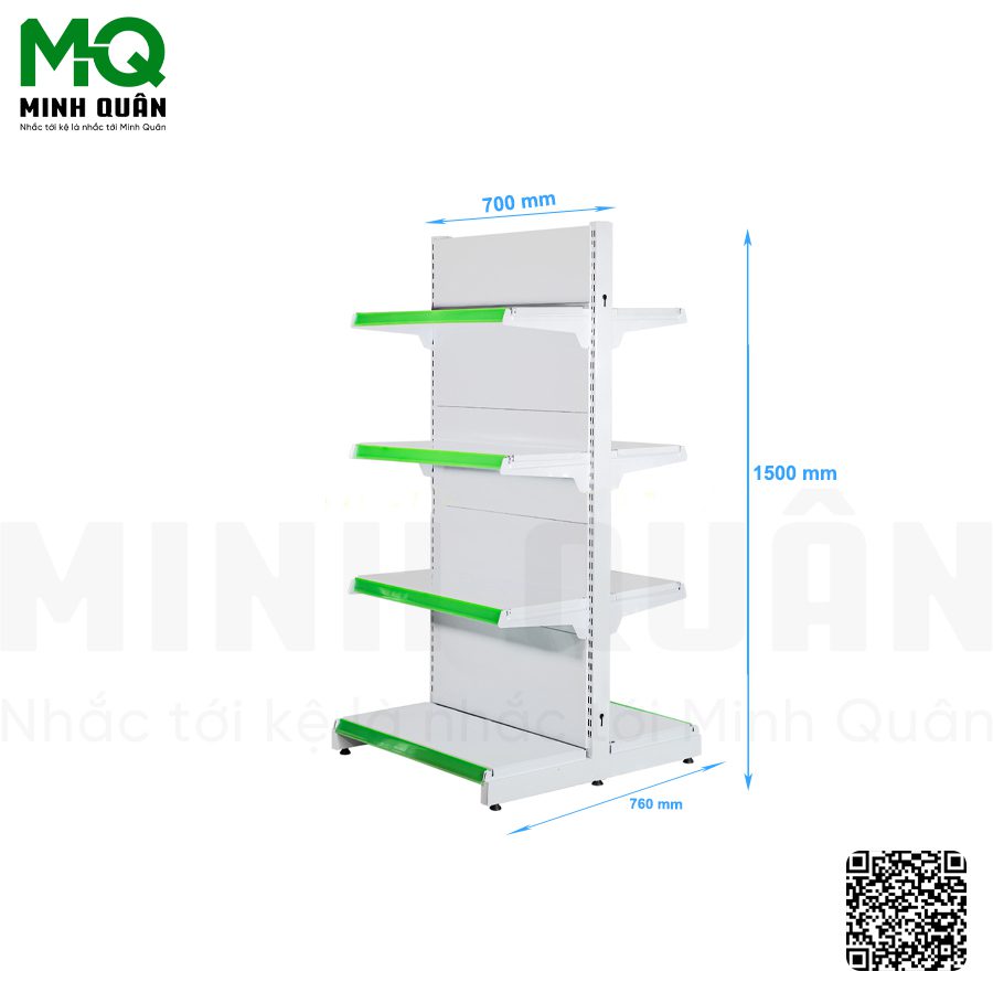 Kệ đôi lưng tôn kín 4 tầng 700×1500 mm